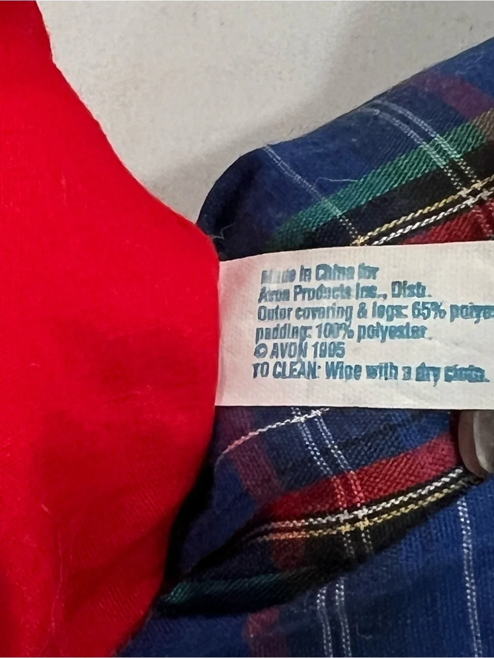 Vintage 1995 Avon Santa Claus Beanie Draft Dodger Multicolor Fabric 22 inches